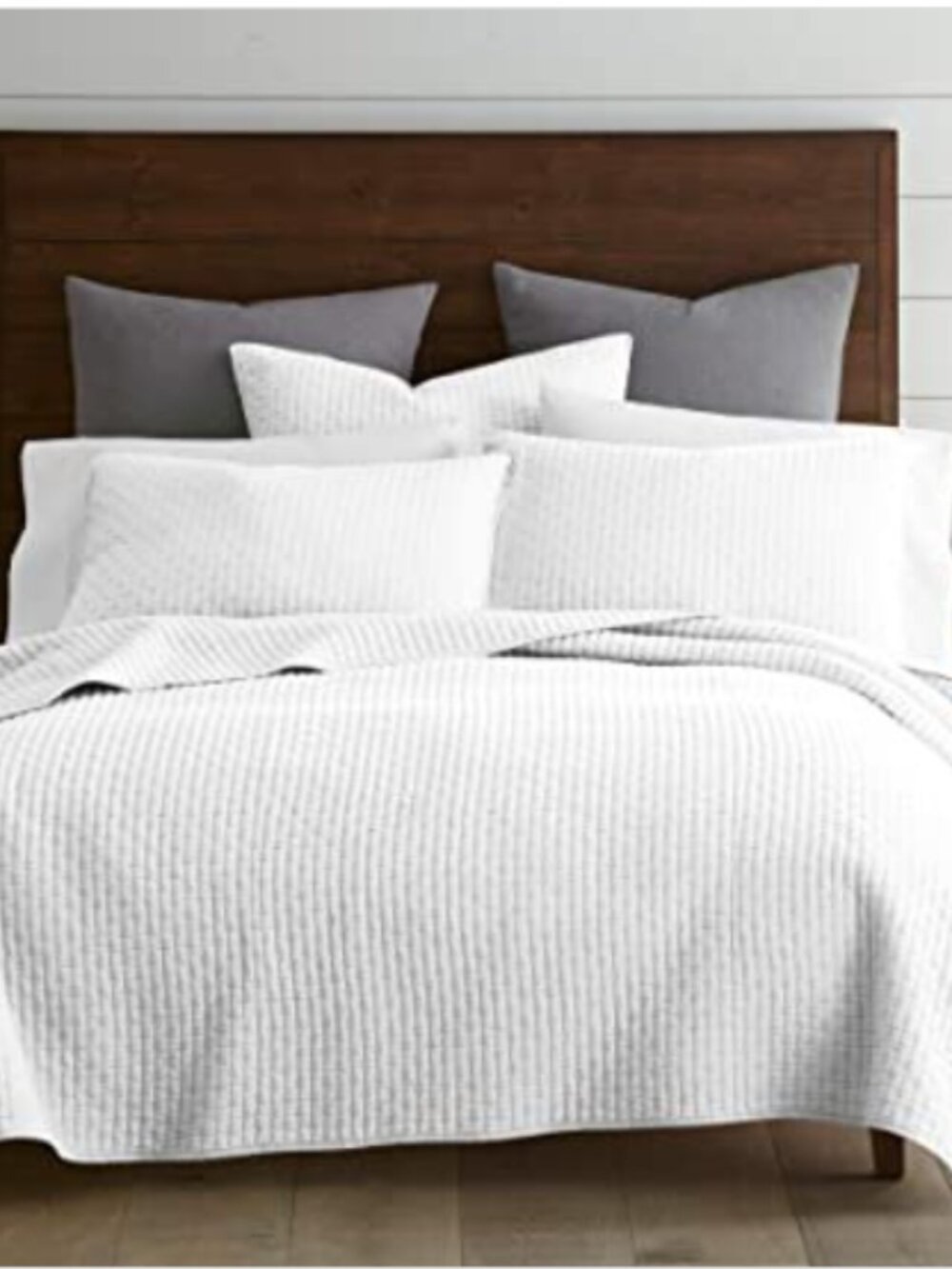 Levtex Home - Cross Stitch Quilt Set - 100% Cotton - Twin, Bright White